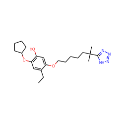 CCc1cc(OC2CCCC2)c(O)cc1OCCCCCC(C)(C)c1nnn[nH]1 ZINC000029408323