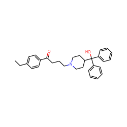 CCc1ccc(C(=O)CCCN2CCC(C(O)(c3ccccc3)c3ccccc3)CC2)cc1 ZINC000036351461