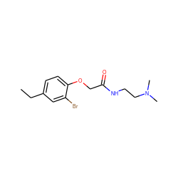 CCc1ccc(OCC(=O)NCCN(C)C)c(Br)c1 ZINC000002179325