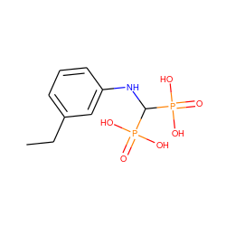 CCc1cccc(NC(P(=O)(O)O)P(=O)(O)O)c1 ZINC000013673732