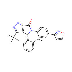 CCc1ccccc1[C@@H]1c2c(C(C)(C)C)n[nH]c2C(=O)N1c1ccc(-c2ccon2)cc1 ZINC000096177114