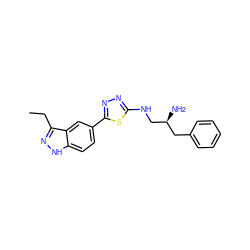 CCc1n[nH]c2ccc(-c3nnc(NC[C@@H](N)Cc4ccccc4)s3)cc12 ZINC000049089745