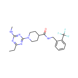 CCc1nc(NC)nc(N2CCC(C(=O)NCc3ccccc3C(F)(F)F)CC2)n1 ZINC000096271671