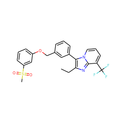 CCc1nc2c(C(F)(F)F)cccn2c1-c1cccc(COc2cccc(S(C)(=O)=O)c2)c1 ZINC000045388173