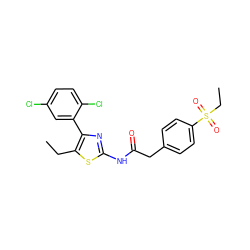 CCc1sc(NC(=O)Cc2ccc(S(=O)(=O)CC)cc2)nc1-c1cc(Cl)ccc1Cl ZINC000473110920