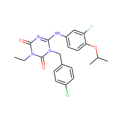 CCn1c(=O)nc(Nc2ccc(OC(C)C)c(F)c2)n(Cc2ccc(Cl)cc2)c1=O ZINC000200520727