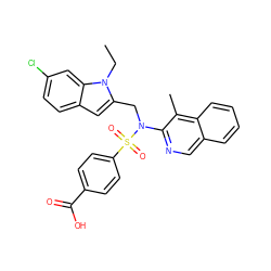 CCn1c(CN(c2ncc3ccccc3c2C)S(=O)(=O)c2ccc(C(=O)O)cc2)cc2ccc(Cl)cc21 ZINC000473228824