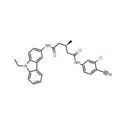 CCn1c2ccccc2c2cc(NC(=O)C[C@@H](C)CC(=O)Nc3ccc(C#N)c(Cl)c3)ccc21 ZINC000205048785