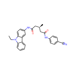 CCn1c2ccccc2c2cc(NC(=O)C[C@@H](C)CC(=O)Nc3ccc(C#N)cc3)ccc21 ZINC000009805428