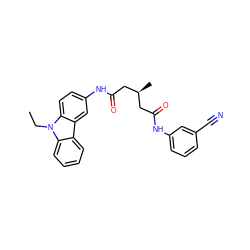 CCn1c2ccccc2c2cc(NC(=O)C[C@@H](C)CC(=O)Nc3cccc(C#N)c3)ccc21 ZINC000150181890