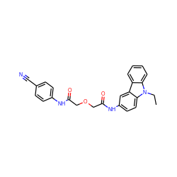 CCn1c2ccccc2c2cc(NC(=O)COCC(=O)Nc3ccc(C#N)cc3)ccc21 ZINC000009762864