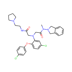 CN(C(=O)CN(CC(=O)NCCN1CCCC1)c1cc(Cl)ccc1Oc1ccc(Cl)cc1)N1Cc2ccccc2C1 ZINC000299825995