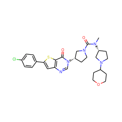 CN(C(=O)N1CC[C@H](n2cnc3cc(-c4ccc(Cl)cc4)sc3c2=O)C1)[C@@H]1CCN(C2CCOCC2)C1 ZINC000084732846