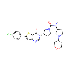 CN(C(=O)N1CC[C@H](n2cnc3cc(-c4ccc(Cl)cc4)sc3c2=O)C1)[C@H]1CCN(C2CCOCC2)C1 ZINC000028818520