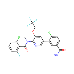 CN(C(=O)c1c(F)cccc1Cl)c1ncc(-c2cc(C(N)=O)ccc2Cl)cc1OCC(F)(F)F ZINC000217863809