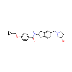 CN(C(=O)c1ccc(OCC2CC2)cc1)[C@@H]1Cc2ccc(CN3CC[C@H](O)C3)cc2C1 ZINC000068245827
