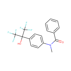 CN(C(=O)c1ccccc1)c1ccc(C(O)(C(F)(F)F)C(F)(F)F)cc1 ZINC000003639394