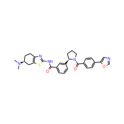 CN(C)[C@H]1CCc2nc(NC(=O)c3cccc([C@H]4CCCN4C(=O)c4ccc(-c5cnco5)cc4)c3)sc2C1 ZINC000220413845