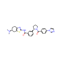 CN(C)[C@H]1CCc2nc(NC(=O)c3cccc([C@H]4CCCN4C(=O)c4ccc(-n5ccnc5)cc4)c3)sc2C1 ZINC000141659520