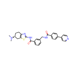 CN(C)[C@H]1CCc2nc(NC(=O)c3cccc(CNC(=O)c4ccc(-c5ccncc5)cc4)c3)sc2C1 ZINC000167965654