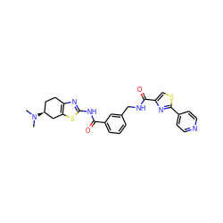 CN(C)[C@H]1CCc2nc(NC(=O)c3cccc(CNC(=O)c4csc(-c5ccncc5)n4)c3)sc2C1 ZINC000167966735