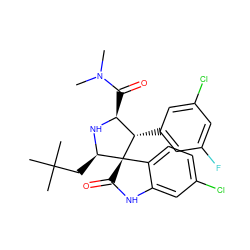 CN(C)C(=O)[C@@H]1N[C@H](CC(C)(C)C)[C@]2(C(=O)Nc3cc(Cl)ccc32)[C@H]1c1cc(F)cc(Cl)c1 ZINC000036184585