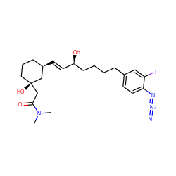 CN(C)C(=O)C[C@]1(O)CCC[C@@H](/C=C/[C@@H](O)CCCCc2ccc(N=[N+]=[N-])c(I)c2)C1 ZINC000027890700