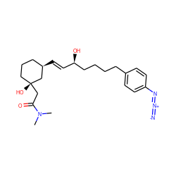 CN(C)C(=O)C[C@]1(O)CCC[C@@H](/C=C/[C@@H](O)CCCCc2ccc(N=[N+]=[N-])cc2)C1 ZINC000027885770