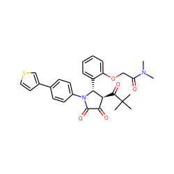 CN(C)C(=O)COc1ccccc1[C@@H]1[C@@H](C(=O)C(C)(C)C)C(=O)C(=O)N1c1ccc(-c2ccsc2)cc1 ZINC000169695198