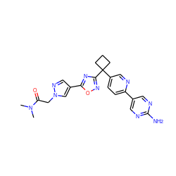 CN(C)C(=O)Cn1cc(-c2nc(C3(c4ccc(-c5cnc(N)nc5)nc4)CCC3)no2)cn1 ZINC000096175464