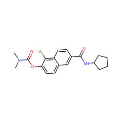 CN(C)C(=O)Oc1ccc2cc(C(=O)NC3CCCC3)ccc2c1Br ZINC000084706397