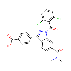 CN(C)C(=O)c1ccc2c(-c3ccc(C(=O)O)cc3)nn(C(=O)c3c(Cl)cccc3Cl)c2c1 ZINC001772585473