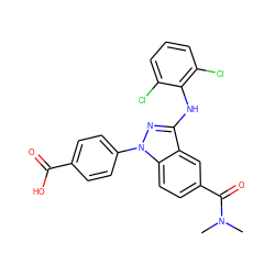 CN(C)C(=O)c1ccc2c(c1)c(Nc1c(Cl)cccc1Cl)nn2-c1ccc(C(=O)O)cc1 ZINC001772637536