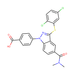 CN(C)C(=O)c1ccc2c(c1)c(Sc1cc(Cl)ccc1Cl)nn2-c1ccc(C(=O)O)cc1 ZINC001772578832