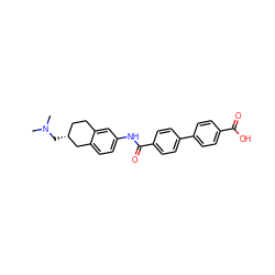 CN(C)C[C@@H]1CCc2cc(NC(=O)c3ccc(-c4ccc(C(=O)O)cc4)cc3)ccc2C1 ZINC000072113071