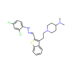CN(C)C1CCN(CCc2c(/C=N/Nc3ccc(Cl)cc3Cl)sc3ccccc23)CC1 ZINC000027546979