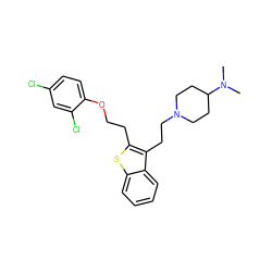 CN(C)C1CCN(CCc2c(CCOc3ccc(Cl)cc3Cl)sc3ccccc23)CC1 ZINC000027527140