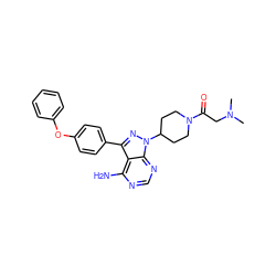 CN(C)CC(=O)N1CCC(n2nc(-c3ccc(Oc4ccccc4)cc3)c3c(N)ncnc32)CC1 ZINC000142986609