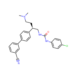 CN(C)CC[C@@H](CNC(=O)Nc1ccc(Cl)cc1)c1ccc(-c2cccc(C#N)c2)cc1 ZINC000028102600