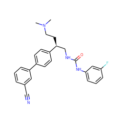 CN(C)CC[C@@H](CNC(=O)Nc1cccc(F)c1)c1ccc(-c2cccc(C#N)c2)cc1 ZINC000028115113