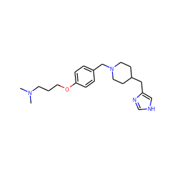 CN(C)CCCOc1ccc(CN2CCC(Cc3c[nH]cn3)CC2)cc1 ZINC000028569678