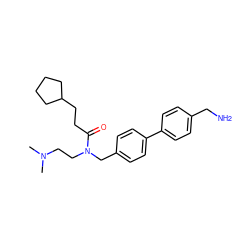 CN(C)CCN(Cc1ccc(-c2ccc(CN)cc2)cc1)C(=O)CCC1CCCC1 ZINC000028460557