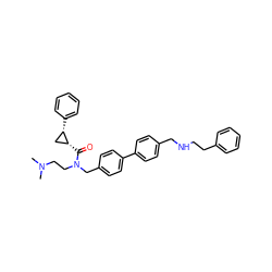 CN(C)CCN(Cc1ccc(-c2ccc(CNCCc3ccccc3)cc2)cc1)C(=O)[C@@H]1C[C@@H]1c1ccccc1 ZINC000028468038