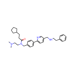 CN(C)CCN(Cc1ccc(-c2ccc(CNCCc3ccccc3)cn2)cc1)C(=O)CCC1CCCC1 ZINC000028468713