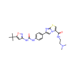 CN(C)CCNC(=O)c1csc2nc(-c3ccc(NC(=O)Nc4cc(C(C)(C)C)on4)cc3)cn12 ZINC000473112937