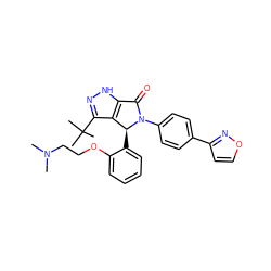 CN(C)CCOc1ccccc1[C@H]1c2c(C(C)(C)C)n[nH]c2C(=O)N1c1ccc(-c2ccon2)cc1 ZINC000096176978