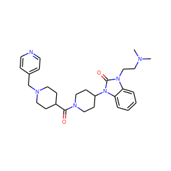 CN(C)CCn1c(=O)n(C2CCN(C(=O)C3CCN(Cc4ccncc4)CC3)CC2)c2ccccc21 ZINC000058580956