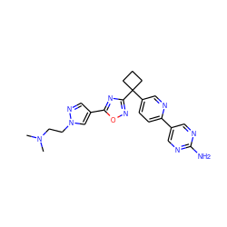 CN(C)CCn1cc(-c2nc(C3(c4ccc(-c5cnc(N)nc5)nc4)CCC3)no2)cn1 ZINC000096175548