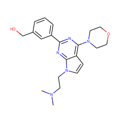 CN(C)CCn1ccc2c(N3CCOCC3)nc(-c3cccc(CO)c3)nc21 ZINC000049067607