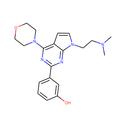 CN(C)CCn1ccc2c(N3CCOCC3)nc(-c3cccc(O)c3)nc21 ZINC000049066836